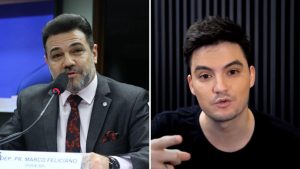 O deputado federal Marcos Feliciano e o influenciador digital Felipe Neto | Foto: Reprodução/Redes sociais
