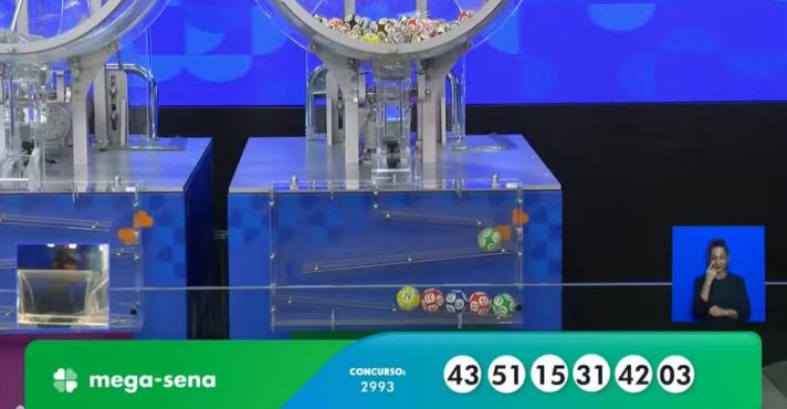 Seis dezenas sorteadas nesta terça-feira, 7, no concurso 2993 da Mega-Sena | Foto: Reprodução/YouTube