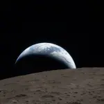 Imagem captada pela Artemis II mostra o que seria o 'nascer da Terra' | Foto: Divulgação/Nasa