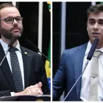Nos últimos dias, vieram a público divergências entre o deputado federal Nikolas Ferreira (PL-MG) e o senador Jorge Seif (PL-SC) | Foto: Roque de Sá/Agência Senado/Pablo Valadares/Agência Câmara