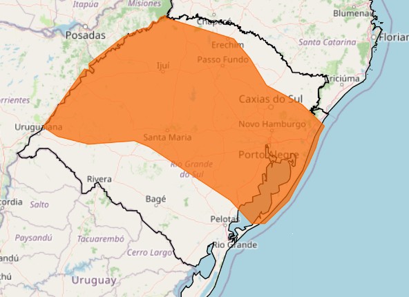 alerta laranja de tempestade no rs