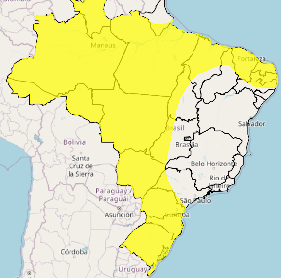 Alerta do Inmet de perigo potencial para tempestades | Foto: Divulgação/Inmet