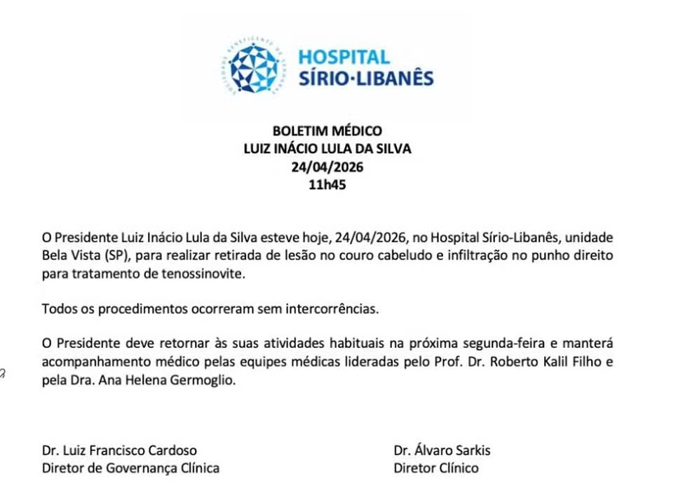 Lula retira câncer de pele e recebe alta em SP
