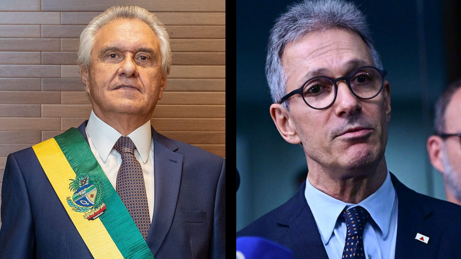 Os governadores Ronaldo Caiado (PSD-GO; esq.) e Romeu Zema (Novo-MG; dir.) já confirmaram interesse em concorrer à Presidência da República na eleição de outubro