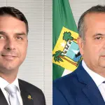 À esquerda, o senador Flávio Bolsonaro (PL-RJ); à direita, o senador Rogério Marinho (PL-RN)