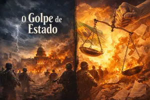 O golpe de Estado ignora as regras legais, enquanto a revolução envolve uma transformação mais ampla da estrutura social e política, geralmente com participação popular | Foto: Divulgação/Oeste | Imagem criada com o auxílio de inteligência artificial