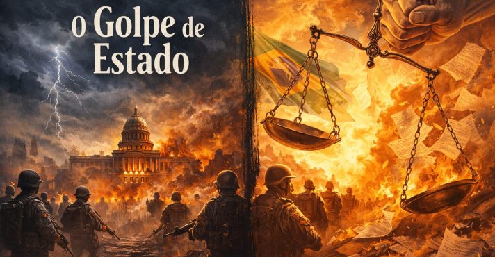 O golpe de Estado ignora as regras legais, enquanto a revolução envolve uma transformação mais ampla da estrutura social e política, geralmente com participação popular | Foto: Divulgação/Oeste | Imagem criada com o auxílio de inteligência artificial