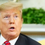Donald Trump falando durante entrevista ou pronunciamento oficial sobre política internacional