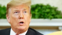 Donald Trump falando durante entrevista ou pronunciamento oficial sobre política internacional