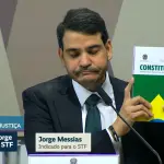 Jorge Messias, durante sabatina na CCJ do Senado - 29/04/2026 | Foto: Reprodução/YouTube
