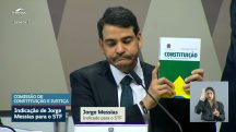 Jorge Messias, durante sabatina na CCJ do Senado - 29/04/2026 | Foto: Reprodução/YouTube