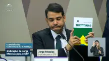 Jorge Messias, durante sabatina na CCJ do Senado - 29/04/2026 | Foto: Reprodução/YouTube
