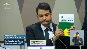 Jorge Messias, durante sabatina na CCJ do Senado - 29/04/2026 | Foto: Reprodução/YouTube