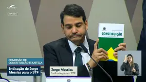 Jorge Messias, durante sabatina na CCJ do Senado - 29/04/2026 | Foto: Reprodução/YouTube