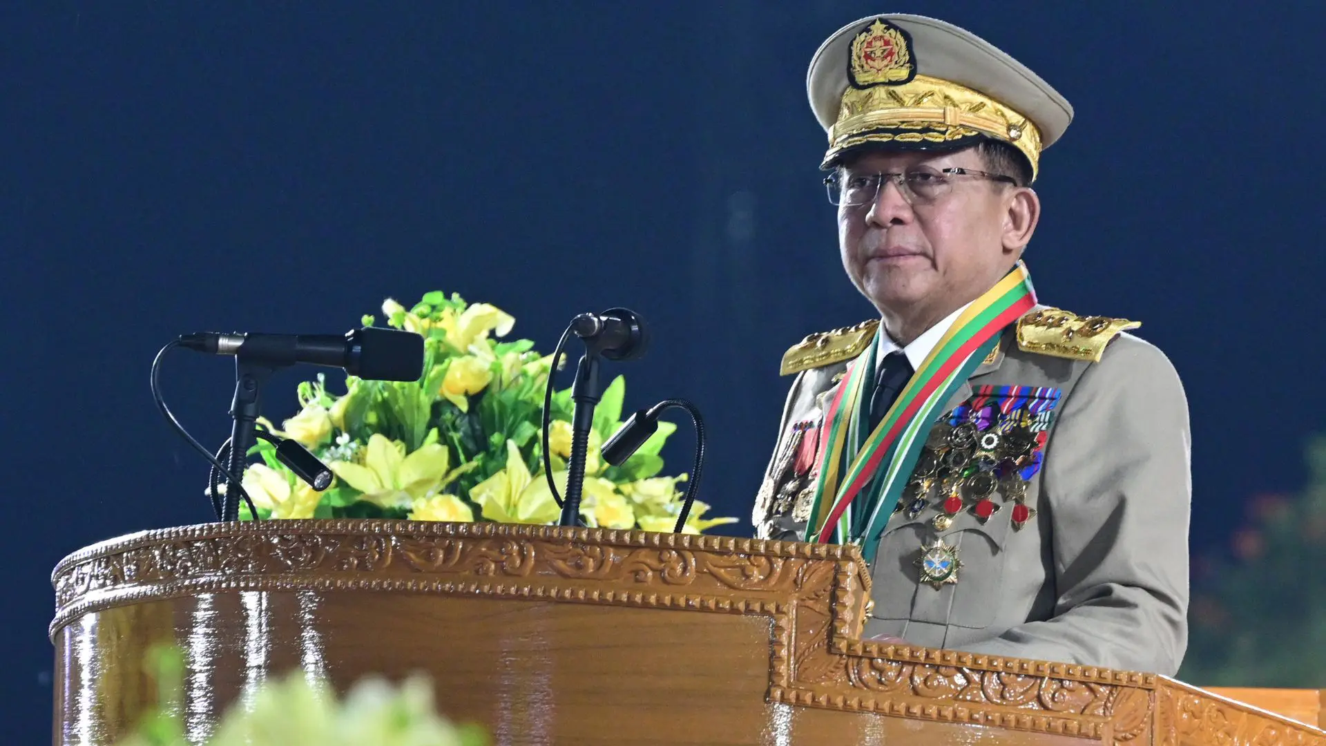 O presidente de Mianmar, Min Aung Hlaing, comandou um golpe de Estado em 2021 | Foto: Divulgação