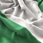 Nigeria Flag Ruffled Beautifully Waving Macro Close-Up Shot