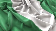 Nigeria Flag Ruffled Beautifully Waving Macro Close-Up Shot
