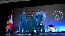 Os austronautas Reid Wiseman, Victor Glover, Christina Koch e Jeremy Hansen, que fizeram parte da missão Artemis 2, da Nasa