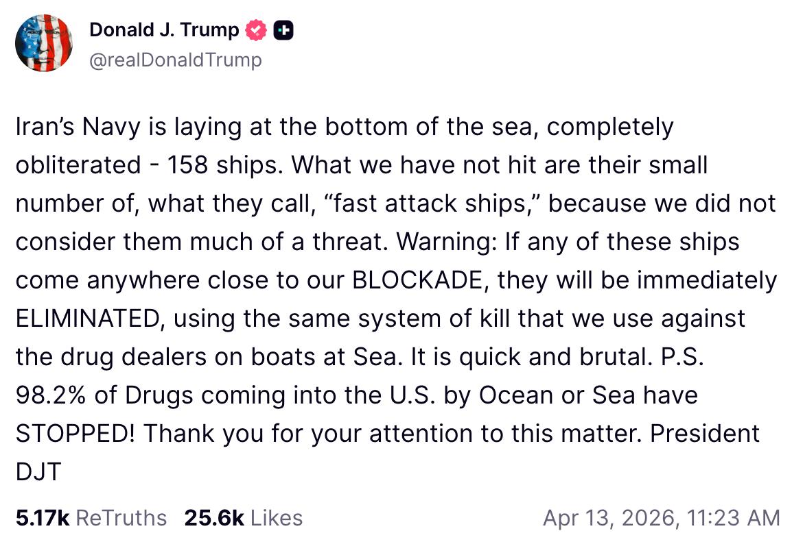 Trump fez uma alerta por meio de sua rede social | Foto: Reprodução/Truth Social