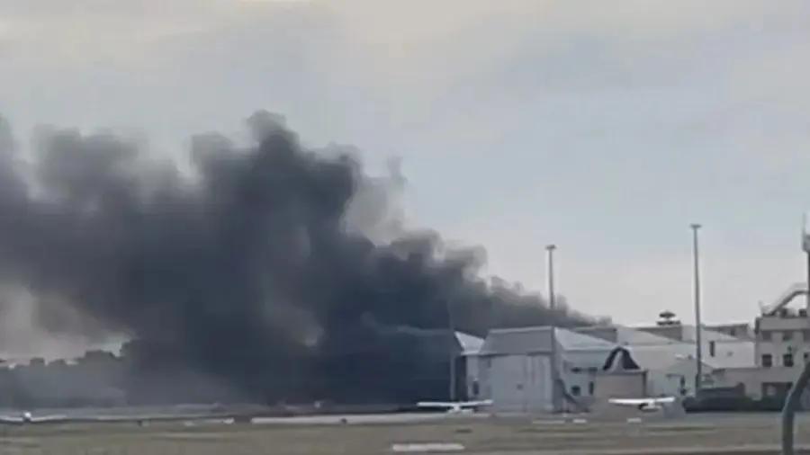 Acidente de avião no artoporto de Parafield aconteceu às 14h10 no horário local (1h40 no horário de Brasília) | Foto: Reprodução/Redes sociais