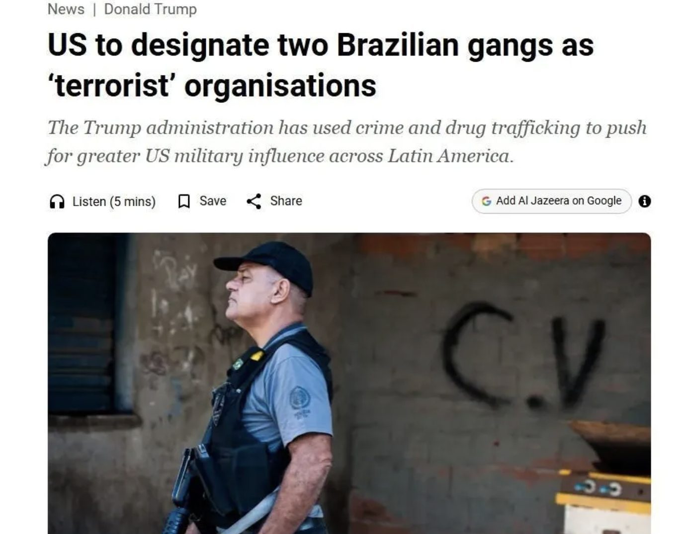 Publicação no jornal Al Jazeera