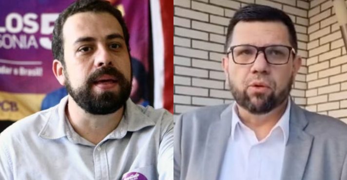 Guilherme Boulos (esquerda), do Psol, e o jornalista Oswaldo Eustáquio | Foto: Montagem sobre reprodução/X
