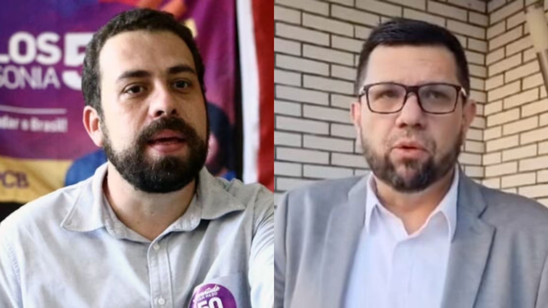 Guilherme Boulos (esquerda), do Psol, e o jornalista Oswaldo Eustáquio | Foto: Montagem sobre reprodução/X