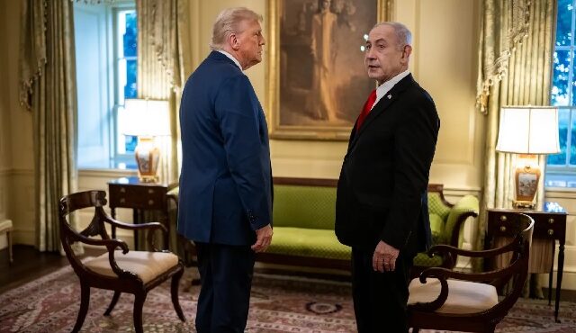 Benjamin Netanyahu e Donald Trump Casa Branca