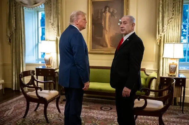 Benjamin Netanyahu e Donald Trump Casa Branca