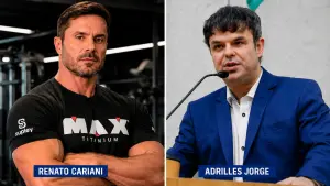 Renato Cariani, à esquerda do leitor, e Adrilles Jorge, à direita | Foto: Reprodução/Redes sociais/Divulgação/Câmara Municipal de São Paulo