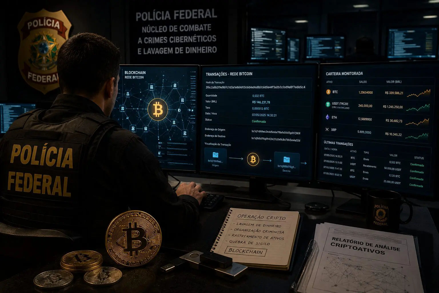 As criptomoedas passaram a atrair organizações criminosas pela velocidade nas transferências | Foto: Divulgação/Oeste | Imagem criada com o auxílio de inteligência artificial