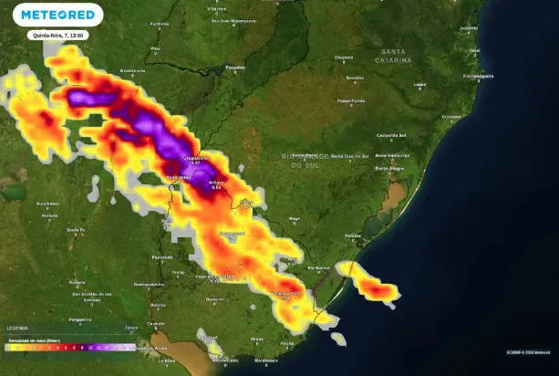 Previsão de tempestades para quinta-feira na Região Sul do país