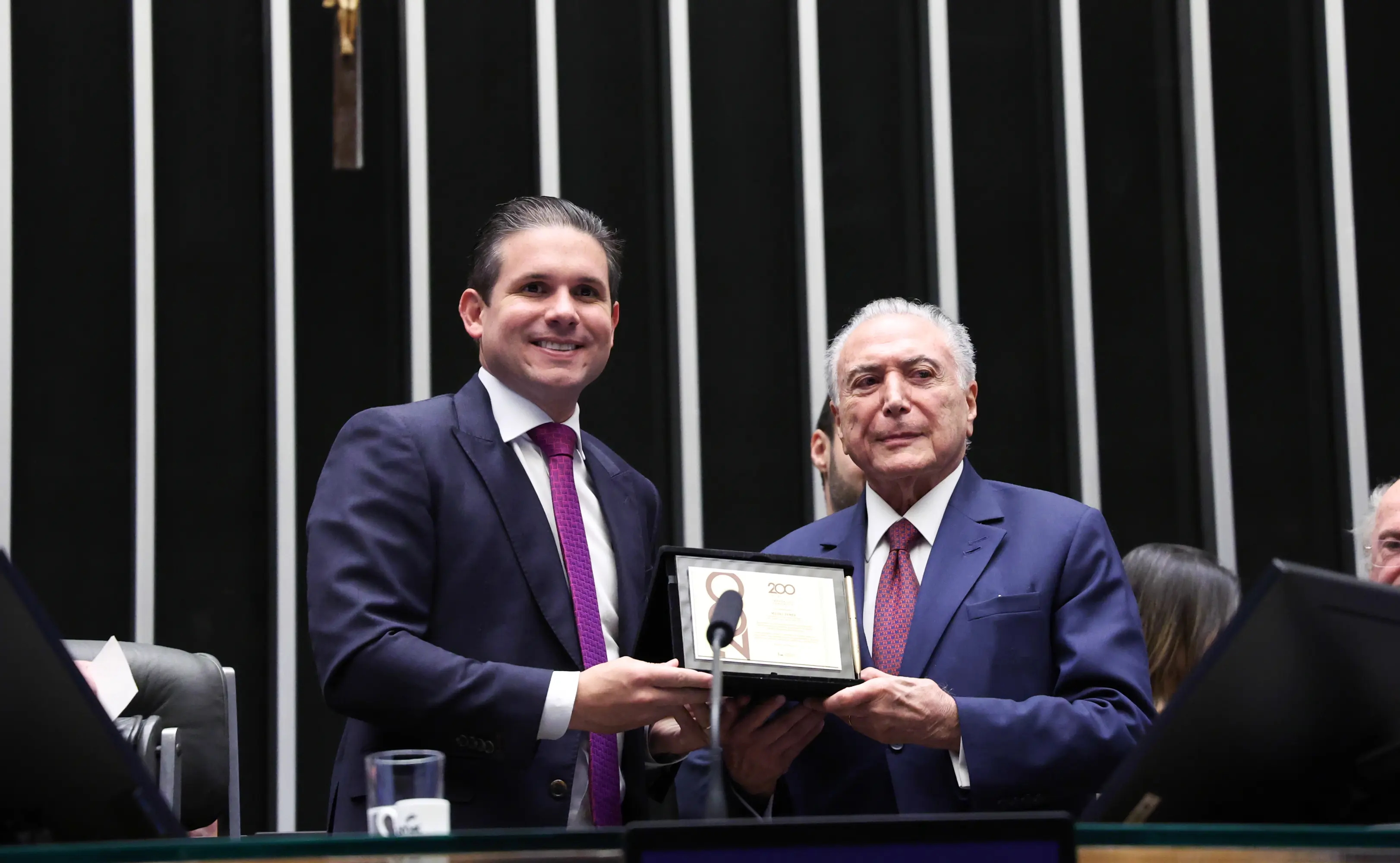 Presidente da Câmara dos Deputados, Hugo Motta (REPUBLICANOS - PB) e Ex-presidente da República, Michel Temer