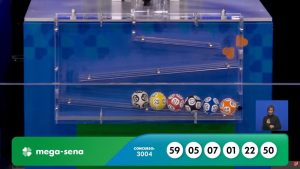 Dezenas sorteadas da Mega-Sena concurso 3.004 | Foto: Reprodução/YouTube