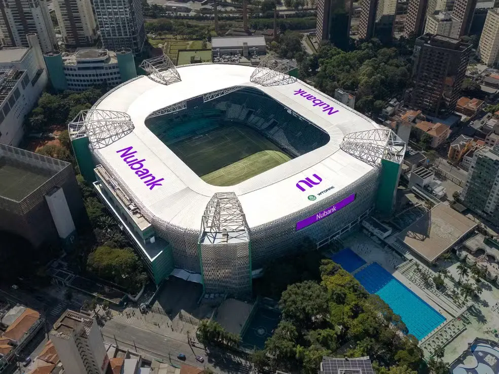 Novo visual aéreo do estádio do Palmeiras, conforme ilustração do Nubank | Foto: Ilustração/Nubank