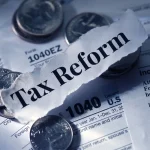 Documento com a expressão tax reform sobre formulários fiscais e moedas relacionado à reforma tributária de 2026