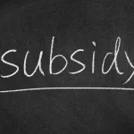 Palavra subsidy escrita em quadro negro representando debates sobre subsídios governamentais e gastos públicos em 2026