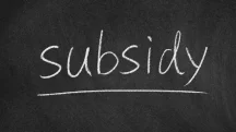 Palavra subsidy escrita em quadro negro representando debates sobre subsídios governamentais e gastos públicos em 2026