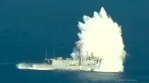 Imagem de navio da Marinha dos EUA supostamente atingido por forças iranianas | Foto: Reprodução/X