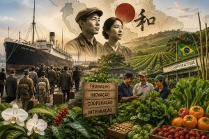 O Brasil possui a maior comunidade nipodescendente fora do Japão | Foto: Divulgação/Oeste | Imagem criada com o auxílio de inteligência artificial