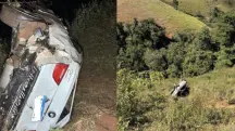 Quatro corpos foram encontrados próximos ao automóvel logo depois do acidente | Foto: Divulgação/Corpo de Bombeiros de Minas Gerais