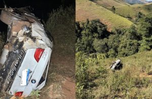 Quatro corpos foram encontrados próximos ao automóvel logo depois do acidente | Foto: Divulgação/Corpo de Bombeiros de Minas Gerais