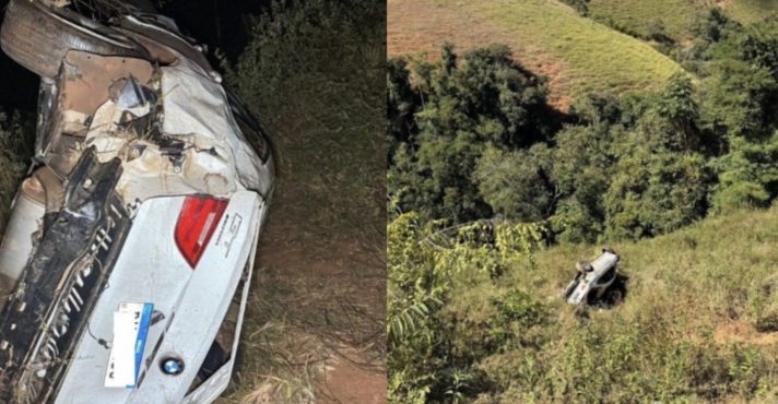 Quatro corpos foram encontrados próximos ao automóvel logo depois do acidente | Foto: Divulgação/Corpo de Bombeiros de Minas Gerais