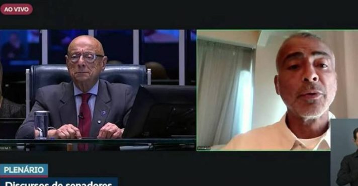Durante o pronunciamento, Romário criticou problemas registrados na Copa do Mundo de 2014 | Foto: Reprodução/TV Senado