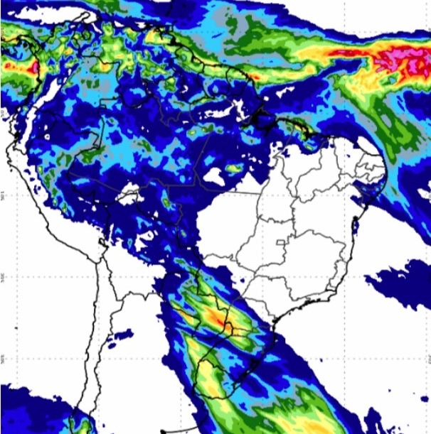 Próximos dias são de contraste entre o tempo úmido no Sul, parte do Sudeste e do Norte, e as condições mais secas no interior do país | Foto: Reprodução/Inmet