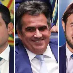 Da esq. para a dir.: Hugo Motta, Ciro Nogueira e Antonio Rueda; jantar de apoio | Foto: Montagem sobre reprodução