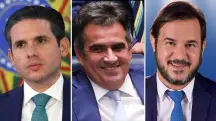 Da esq. para a dir.: Hugo Motta, Ciro Nogueira e Antonio Rueda; jantar de apoio | Foto: Montagem sobre reprodução
