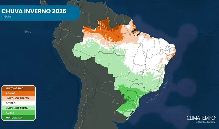Paralelamente, o Sudeste e o Centro-Oeste poderão registrar episódios de chuva incomuns para o período seco | Foto: Divulgação/Climatempo