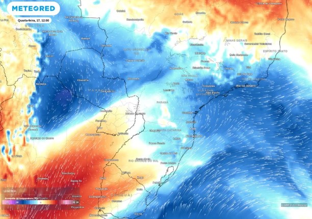 Previsão de uma anomalia na temperatura nesta quarta-feira no Sul do país