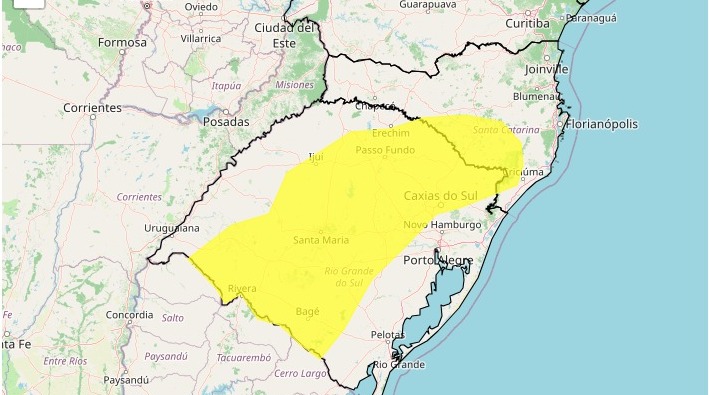 Inmet emite alerta de geada para a Região Sul